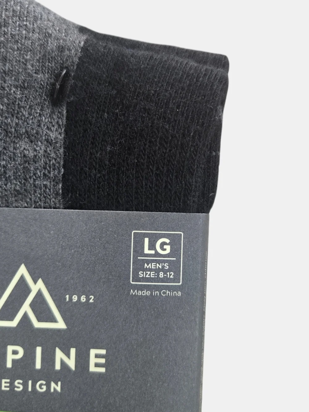 Alpine Design Calf Cut Merino Wool Hiking Socks Medium Width Black 8-12 Large